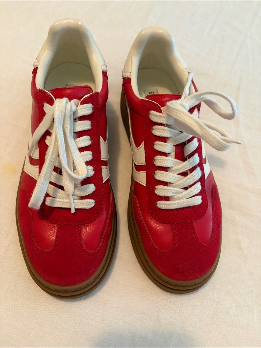 Steve Madden Red and White Kids Sneakers